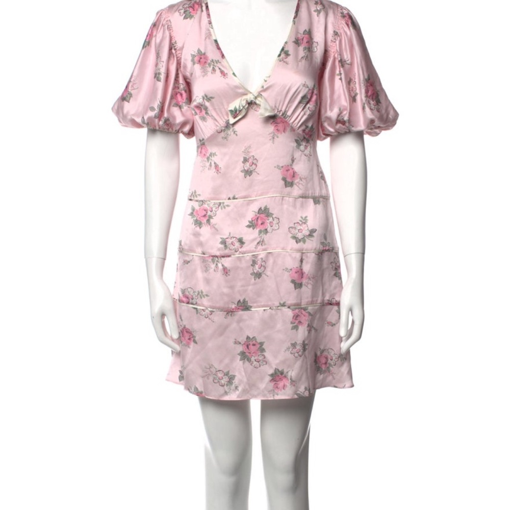 LoveShackFancy Pink Floral Mini Dress